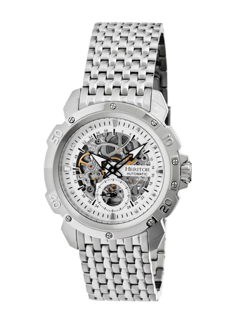 Heritor Automatic Men's Skeleton Silver Stainless Steel Watch